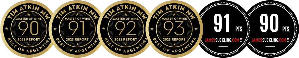 Medallas Tim Atkin MW 90, 91, 92 y 93 puntos y James Suckling 91 y 90 puntos